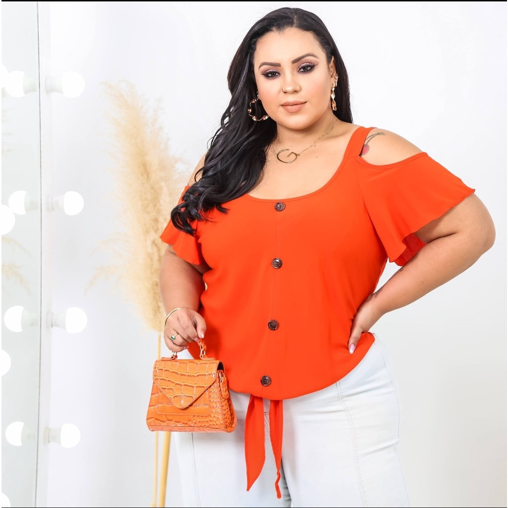 Blusa Plus Size Ciganinha Com Amarração